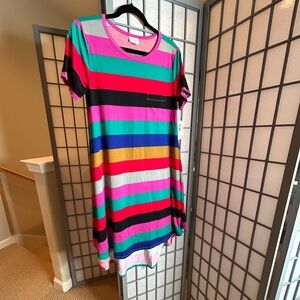 NWT LuLaRoe Carly Colorful Striped High Low Swing Dress